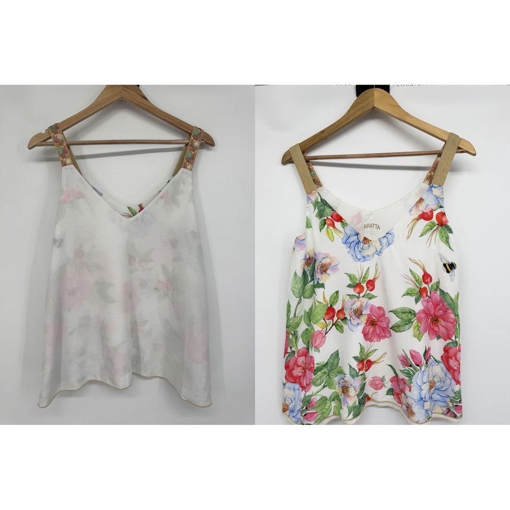 Aratta Shirt Women M Floral La Ville Rose Reversible Whimsical Cottage Garden